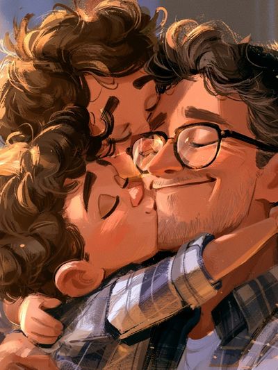 Tender Couple Embrace Illustration Poster.