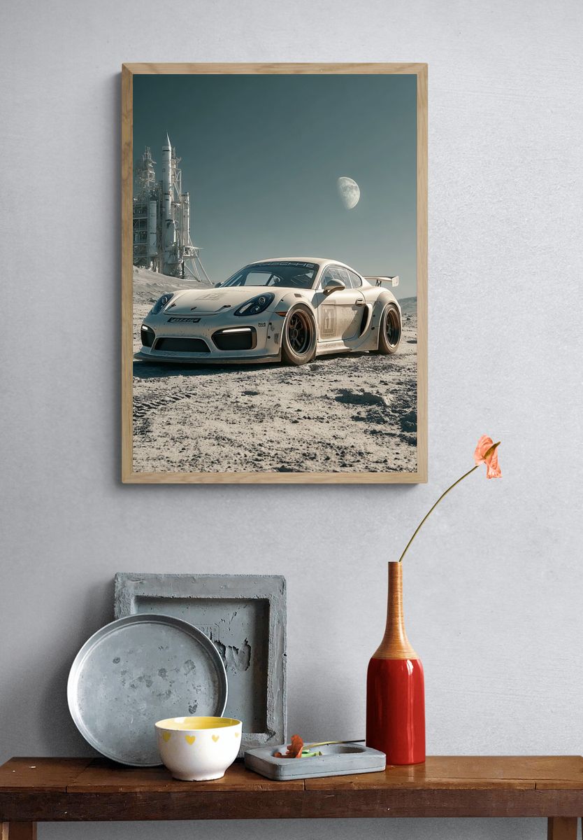 Lunar Porsche Sci-Fi Print. — room view 3