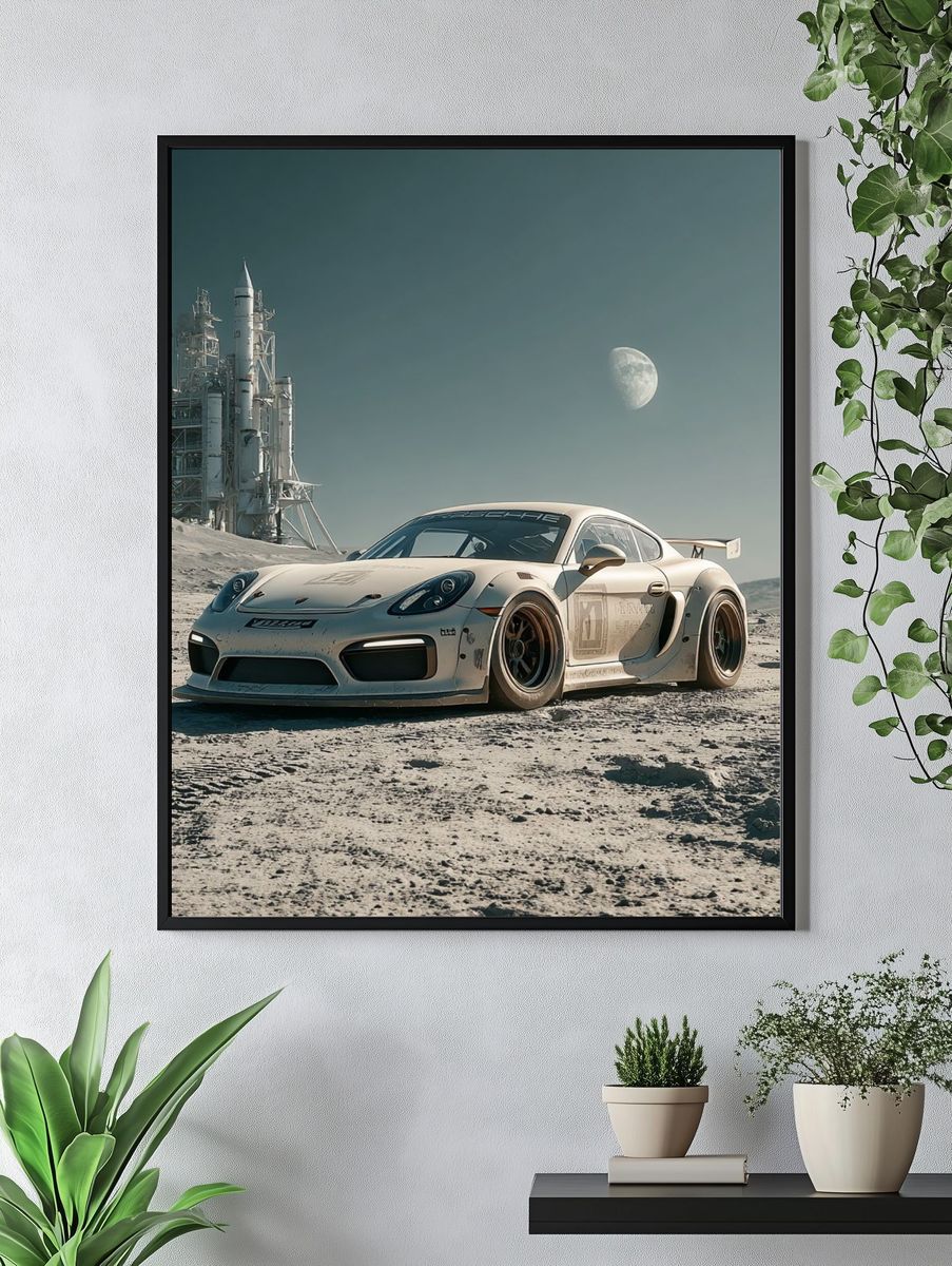 Lunar Porsche Sci-Fi Print. — room view 4