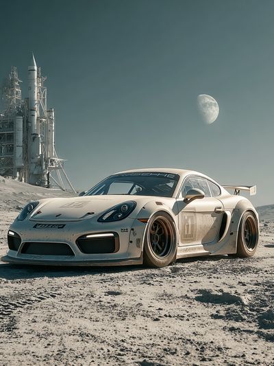 Lunar Porsche Sci-Fi Print. poster print