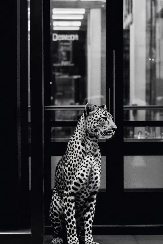 Leopard in Urban Setting — Photography Print. poster detail