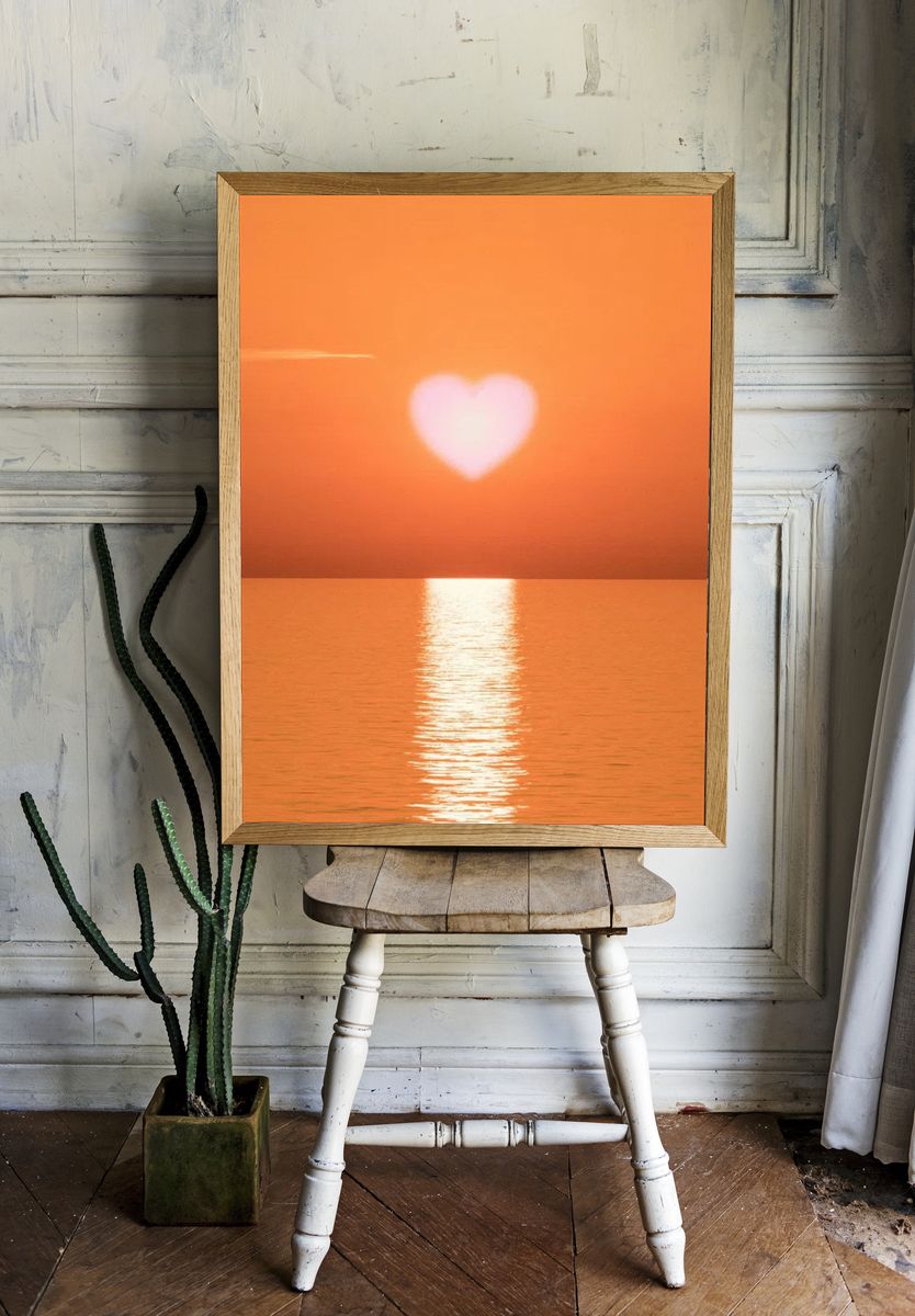 Heart-Shaped Sunset — Love Romantic Print room preview