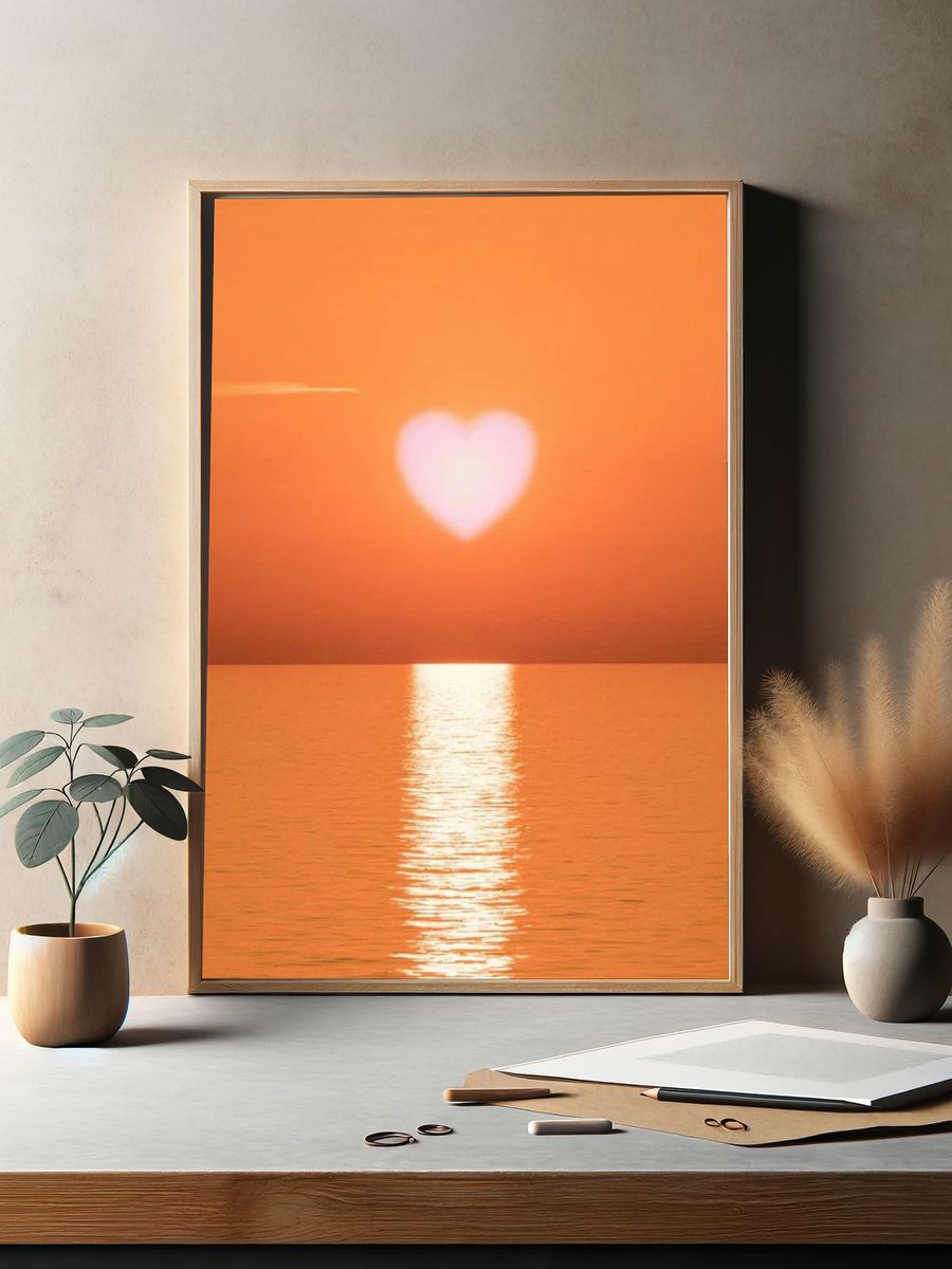 Heart-Shaped Sunset — Love Romantic Print. — room view 2