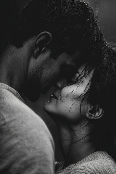 Intimate Embrace — Black-White Print. poster print