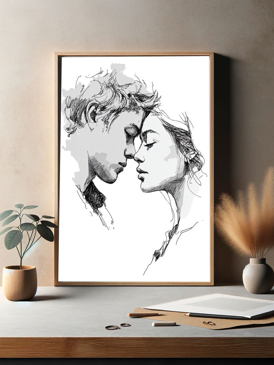 Lovers Embrace — Illustration Print. — room view 2