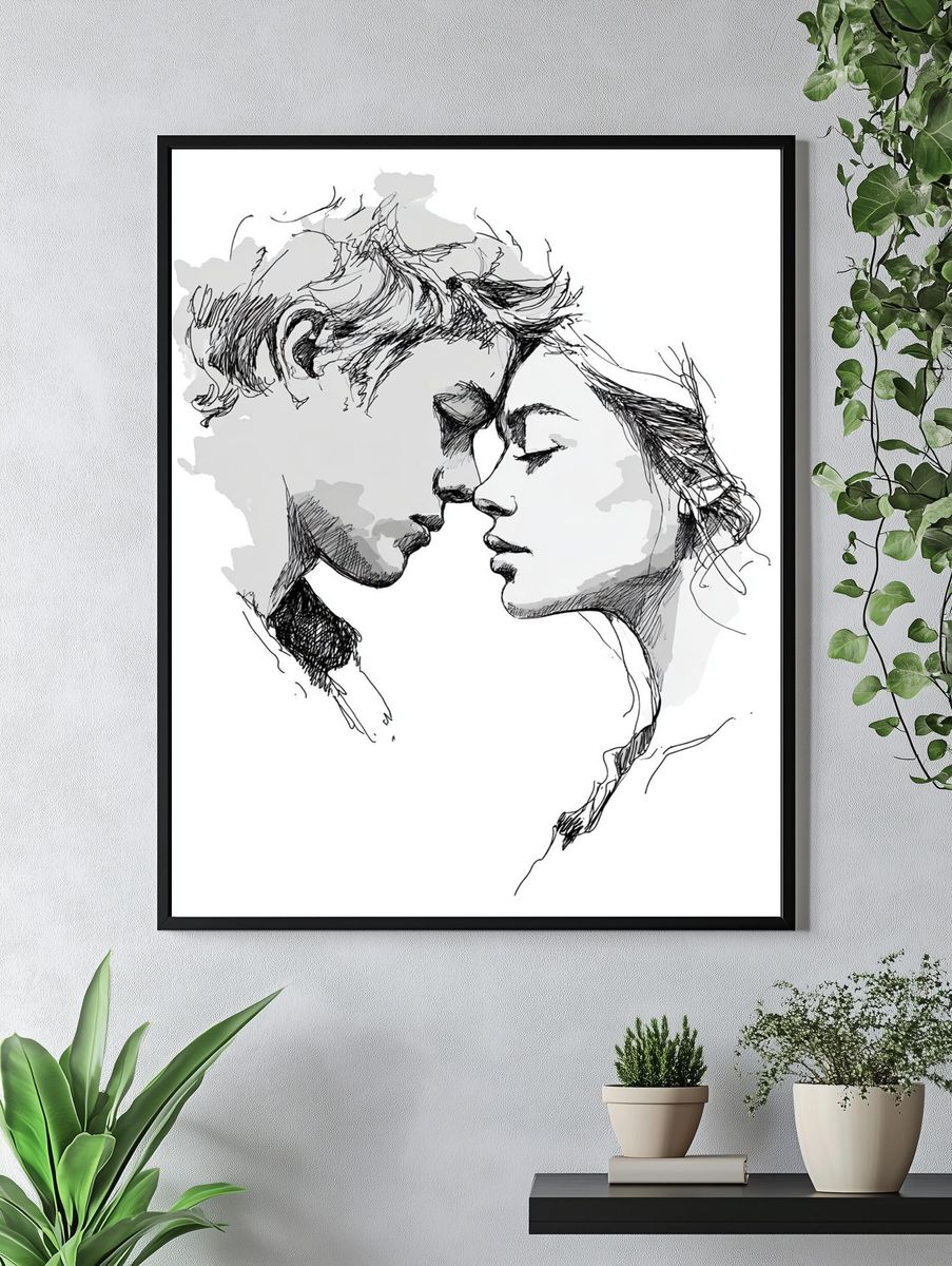Lovers Embrace — Illustration Print. — room view 4