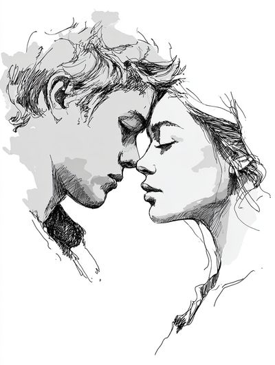Lovers Embrace — Illustration Print. poster print