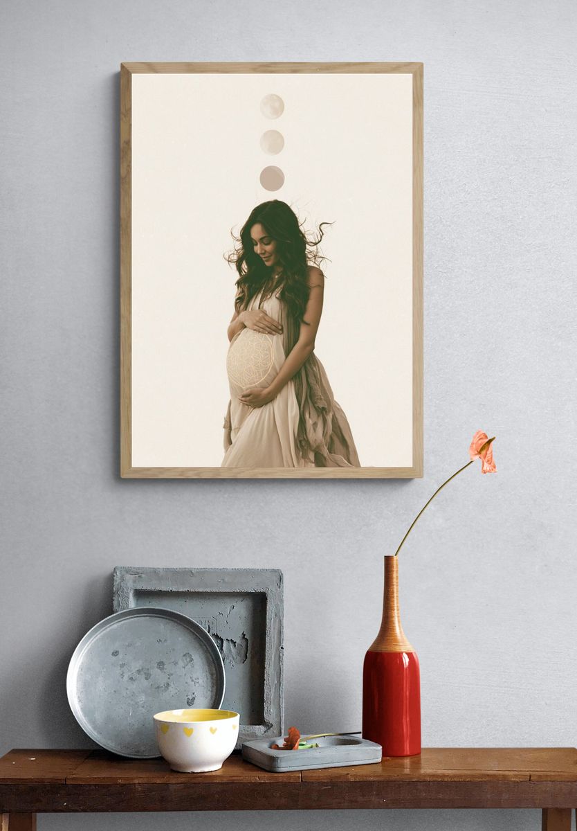 Pregnant Woman Moon Phase Print. — room view 3