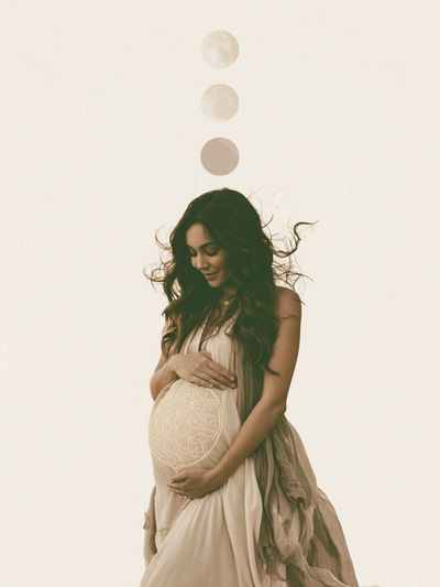 Pregnant Woman Moon Phase Print.