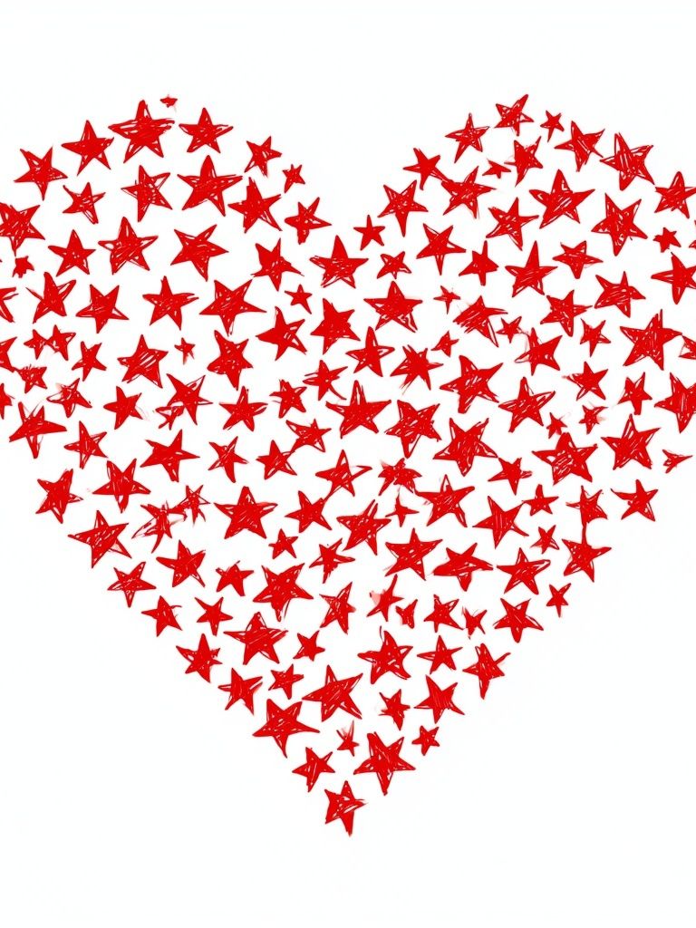 Red Star Heart Typography Print. poster detail