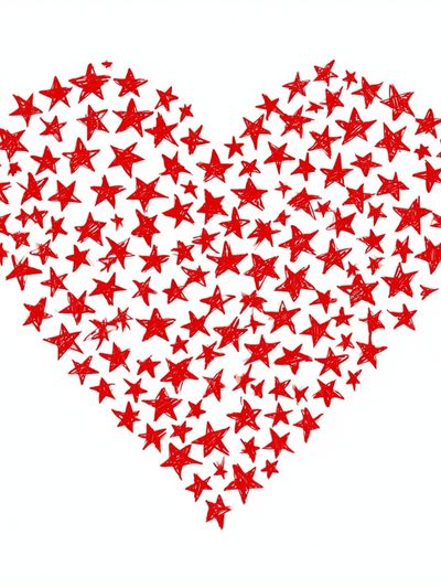 Red Star Heart Typography Print. poster