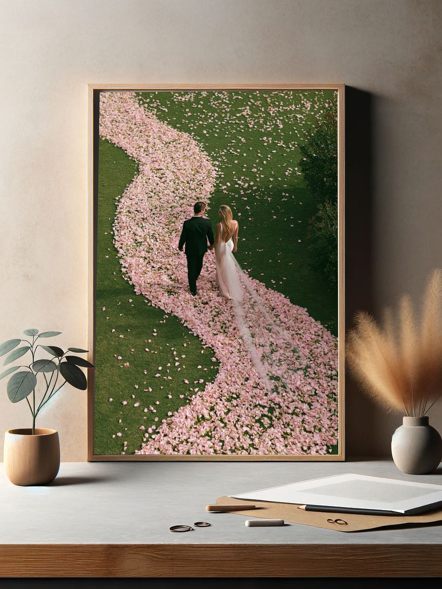 Romantic Petal Path Photography Poster. — room view 2