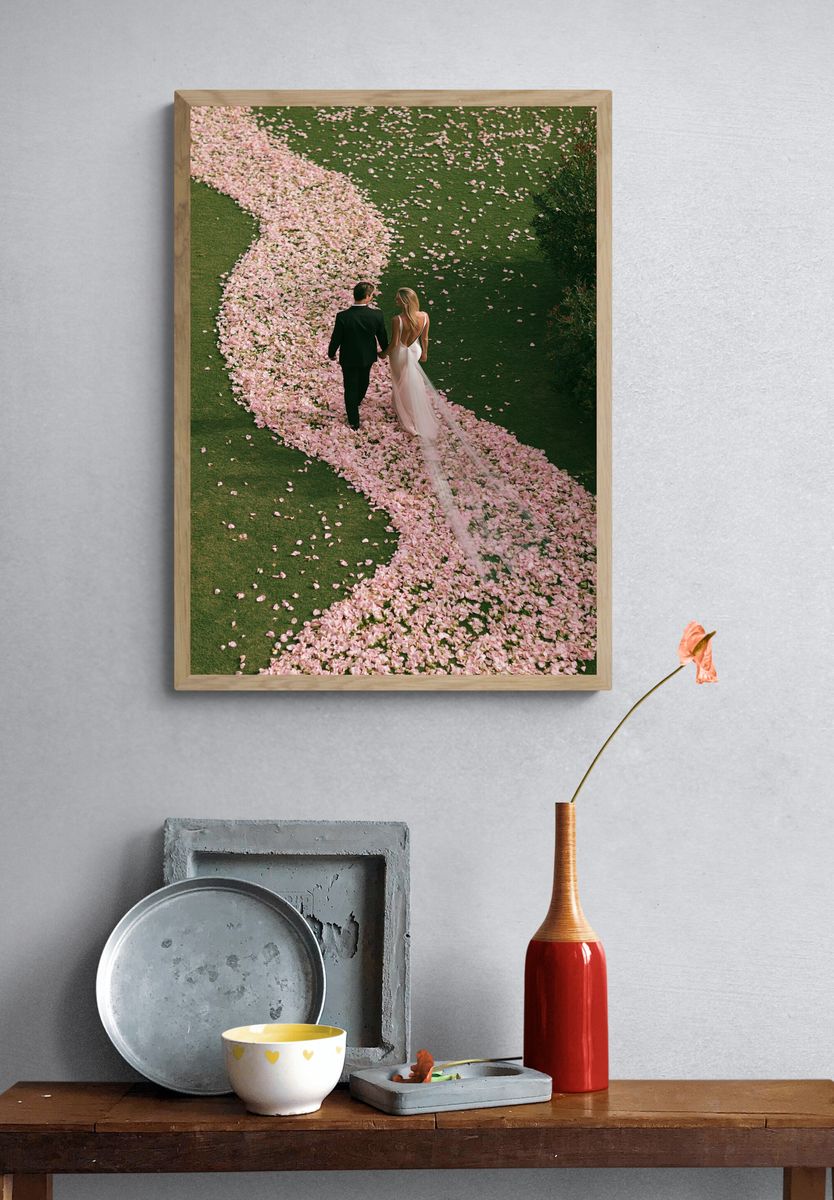 Romantic Petal Path Photography Poster. — room view 3
