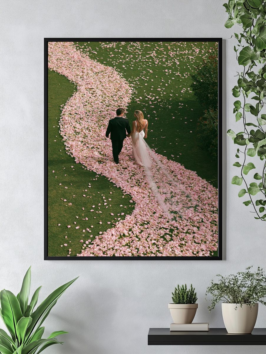 Romantic Petal Path Photography Poster. — room view 4