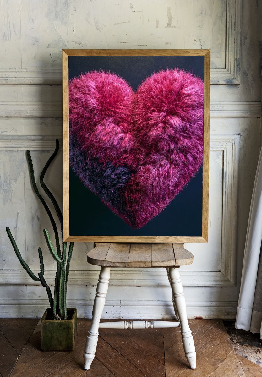 Fuzzy Magenta Heart Print. room preview