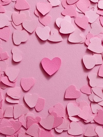 Pink Heart Confetti Typography Print.