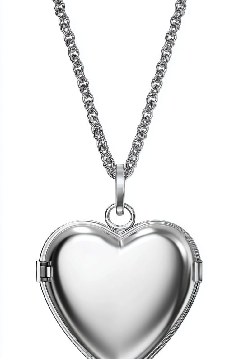 Silver Heart Locket Typography Print. poster detail