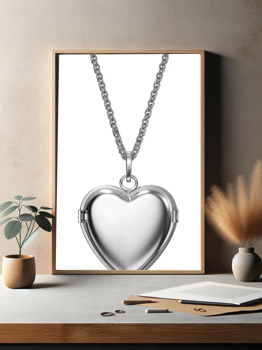 Silver Heart Locket Typography Print. — room view 2