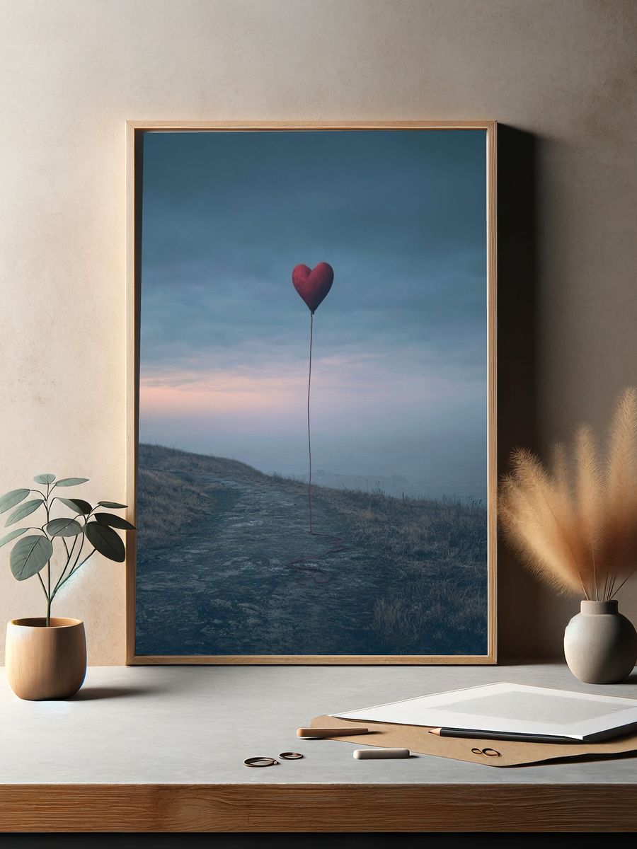 Heart Balloon Landscape Print. — room view 2