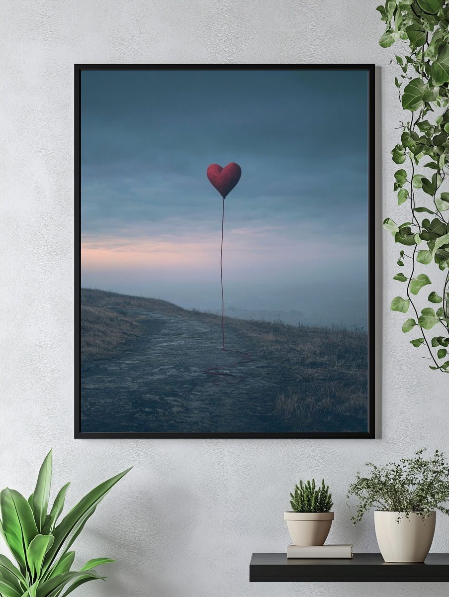 Heart Balloon Landscape Print. — room view 4