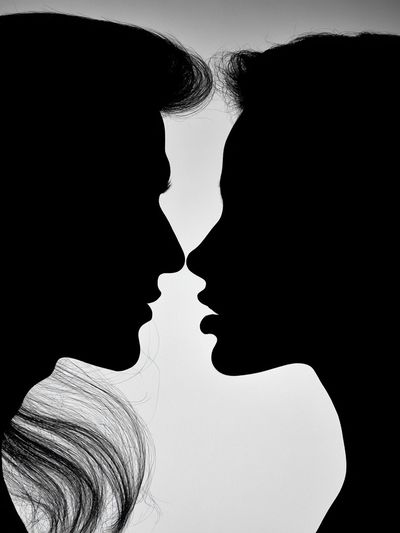 Silhouette Lovers Black-White Poster.