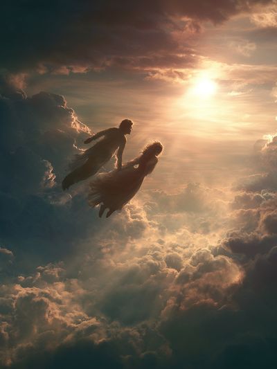 Celestial Lovers in the Clouds Poster.