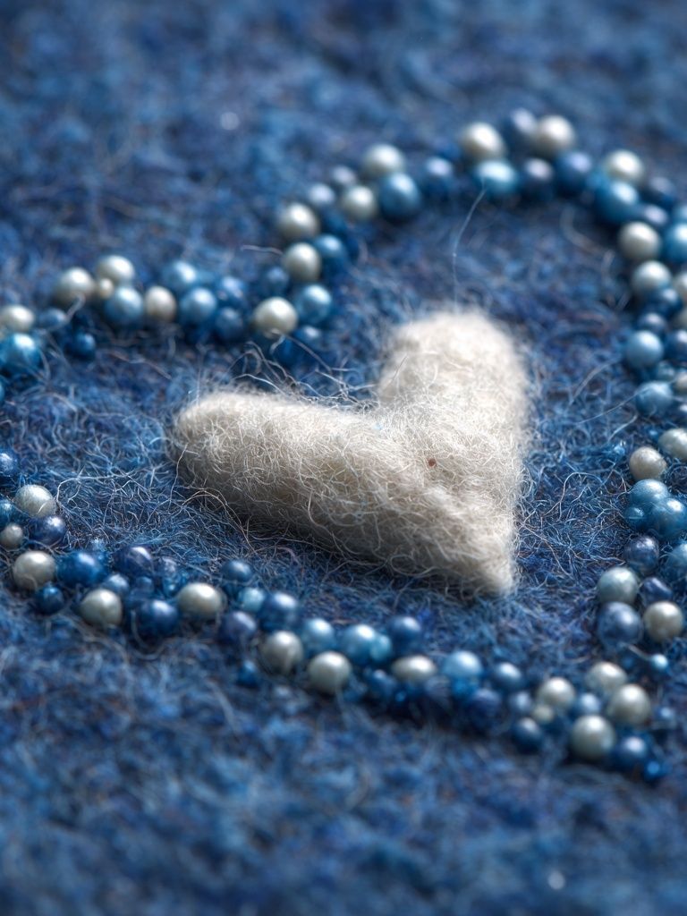 Blue Felt Heart Typography Print. poster — love-romantic art