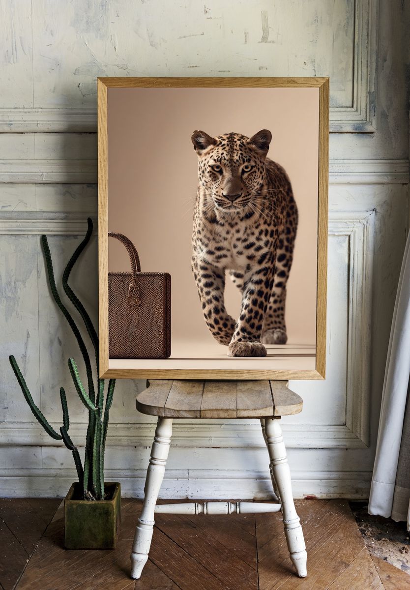 Leopard with Handbag Fashion Poster. — room view 1