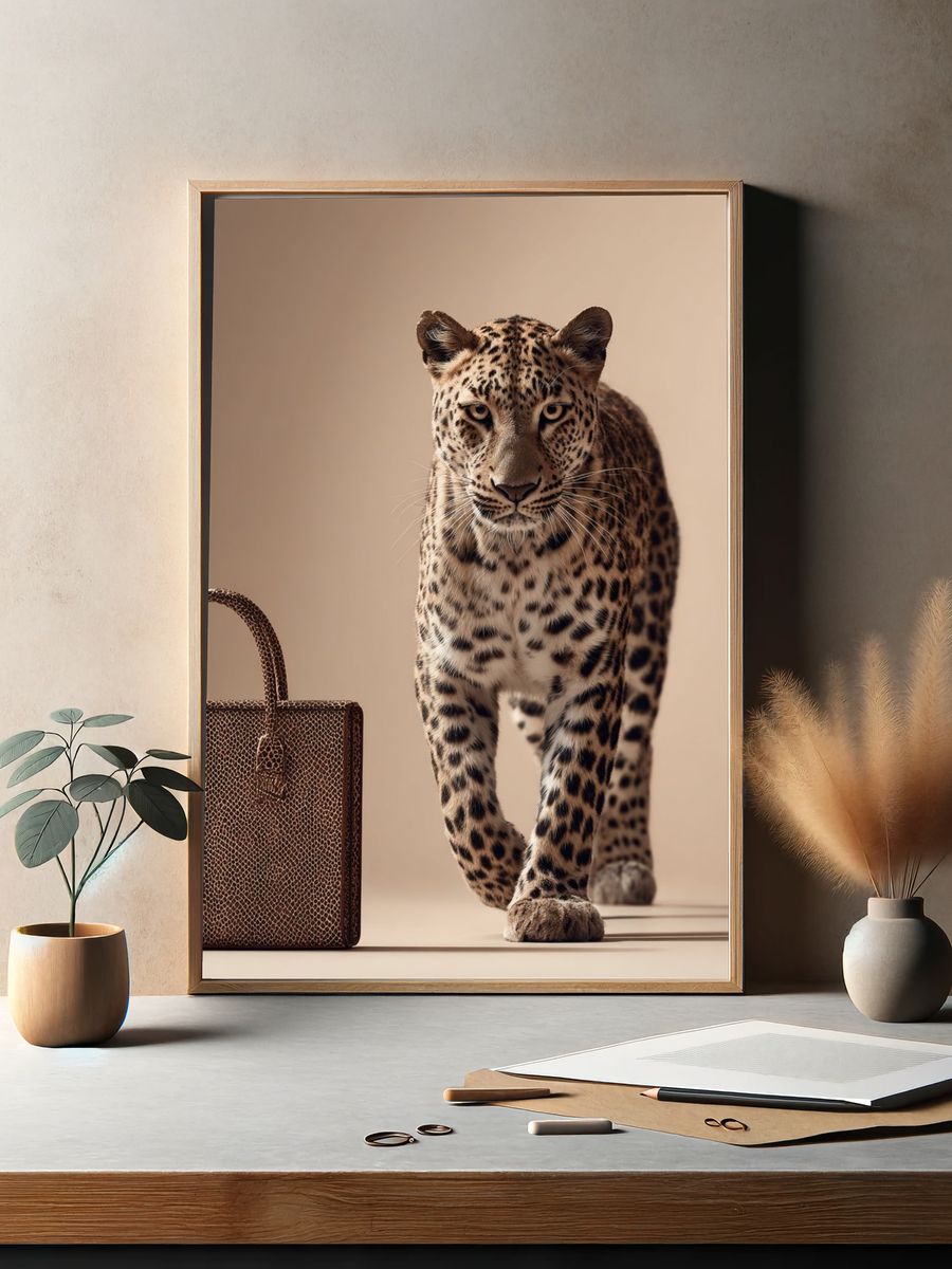 Leopard with Handbag Fashion Poster. — room view 2