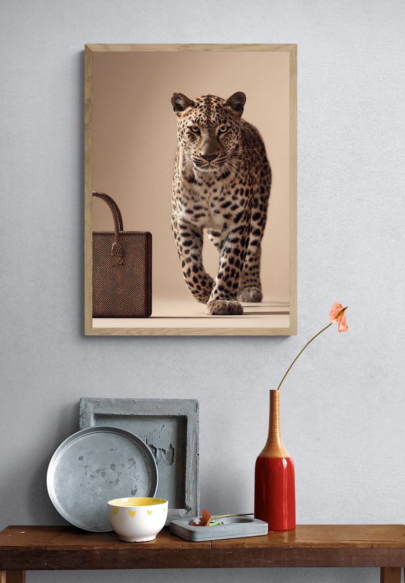 Leopard with Handbag Fashion Poster. — room view 3