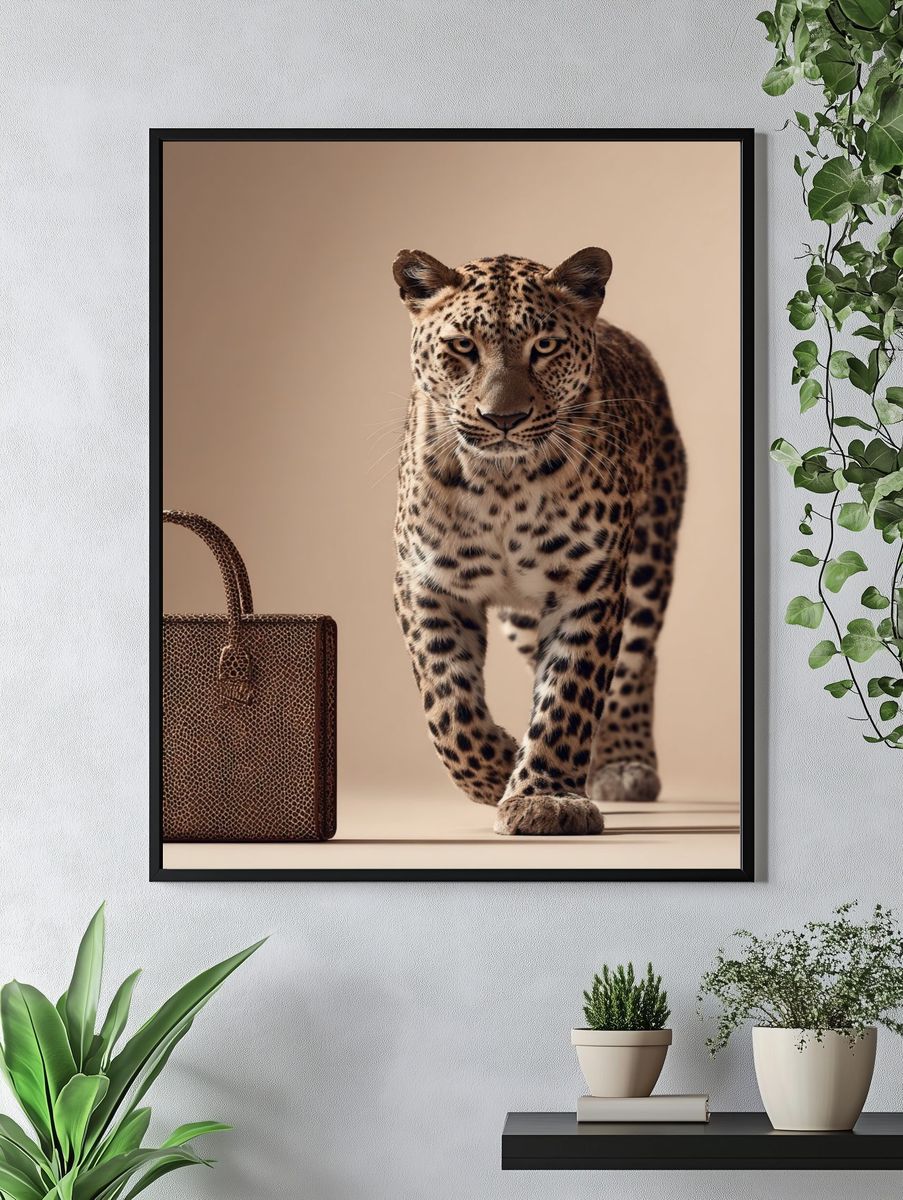 Leopard with Handbag Fashion Poster. — room view 4