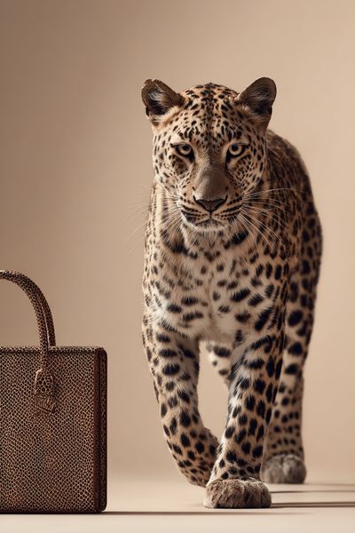 Leopard with Handbag Fashion Poster. poster print