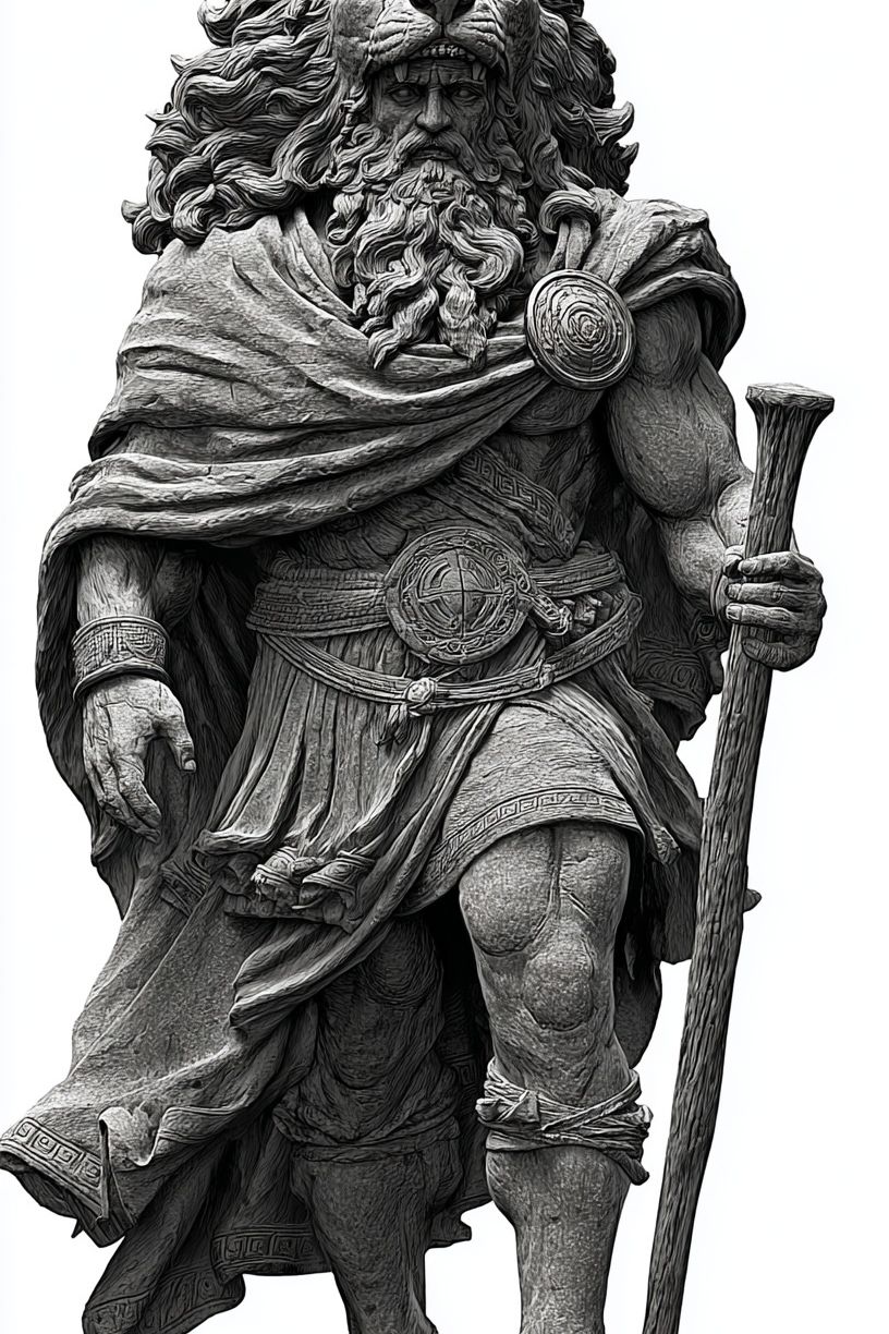 Lion Warrior Sculpture Poster. poster — fine-art art