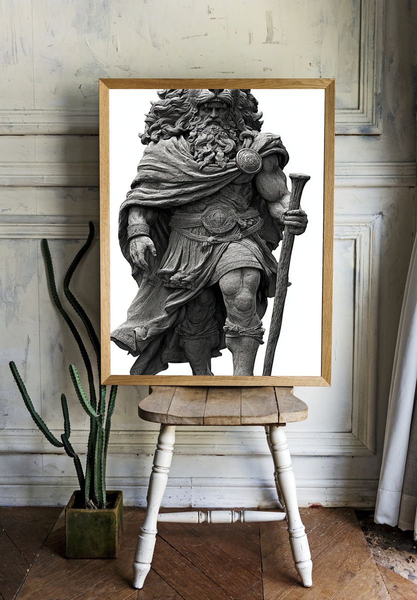 Lion Warrior Sculpture Poster. — room view 1