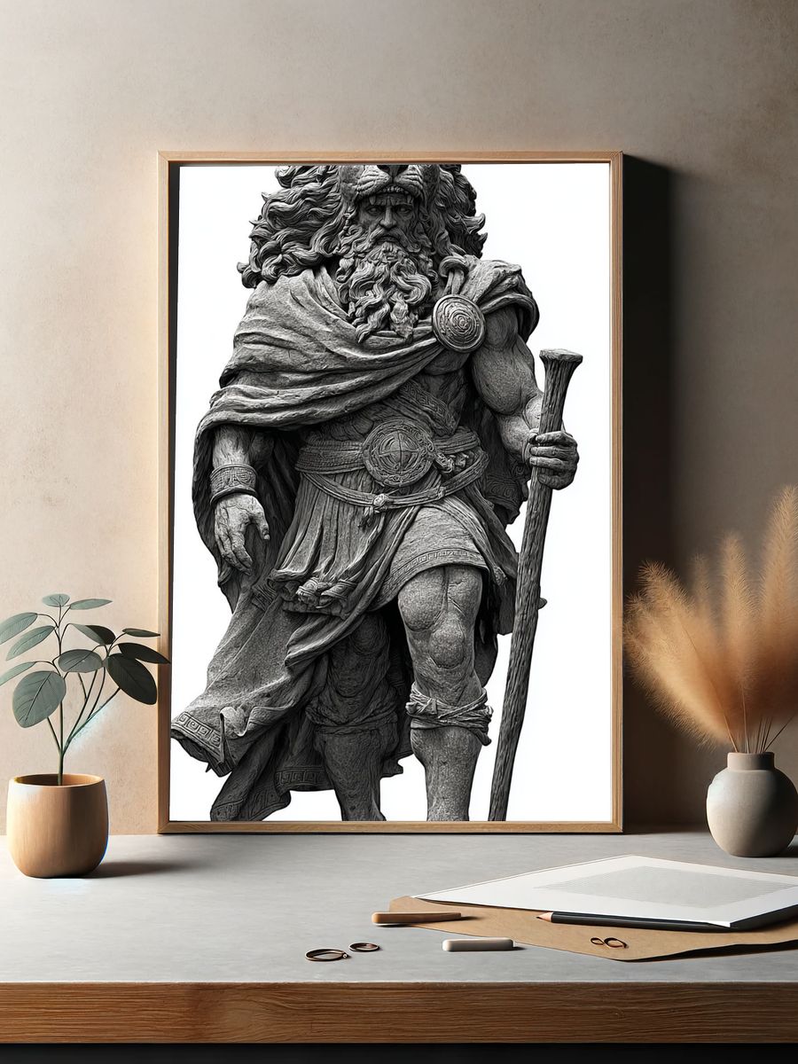 Lion Warrior Sculpture Poster. — room view 2