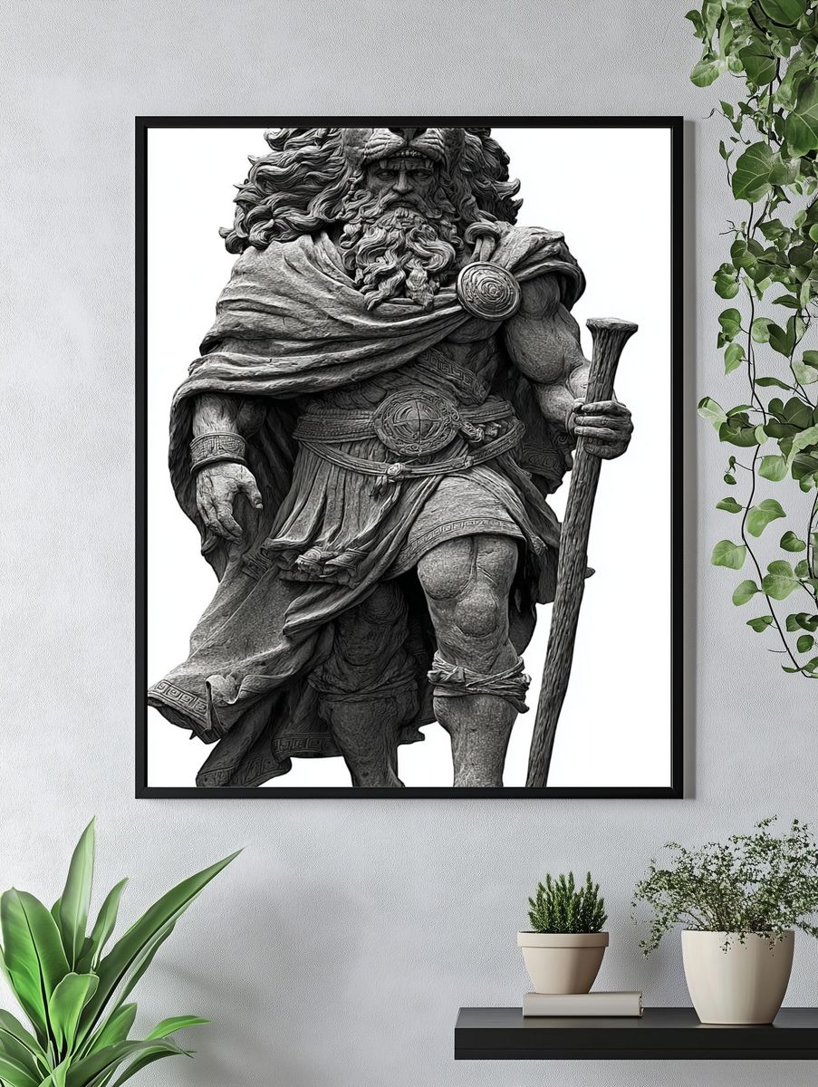 Lion Warrior Sculpture Poster. — room view 4