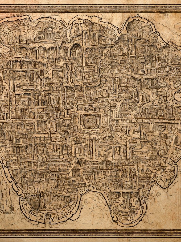 Ancient City Map Vintage Print. poster detail