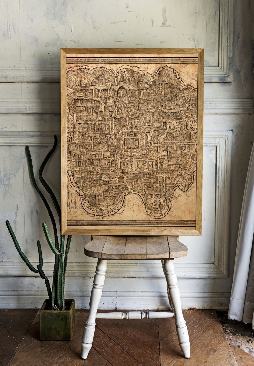 Ancient City Map Vintage Print. — room view 1