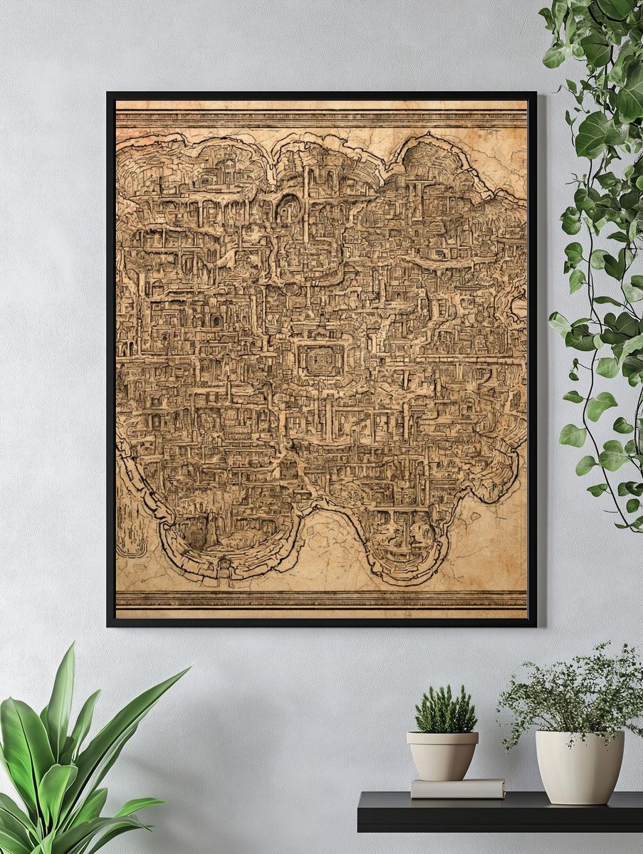 Ancient City Map Vintage Print. — room view 4