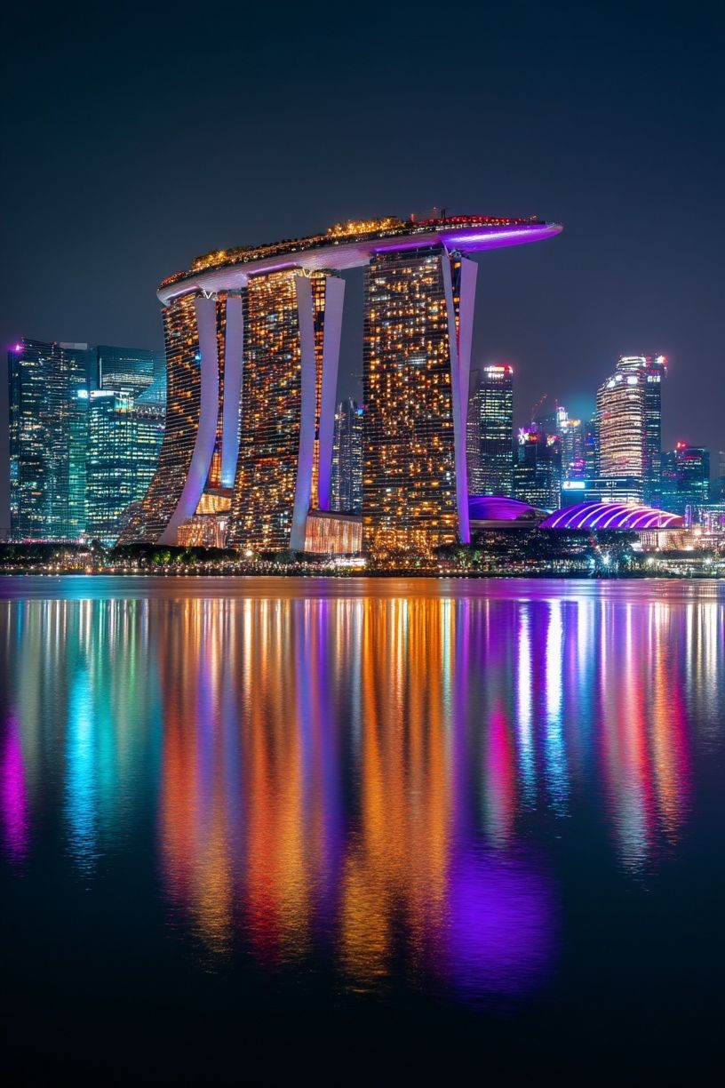 Marina Bay Sands Night Skyline Poster. poster — architecture art