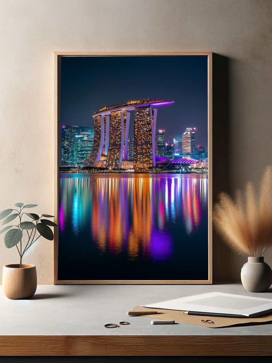 Marina Bay Sands Night Skyline Poster. — room view 2