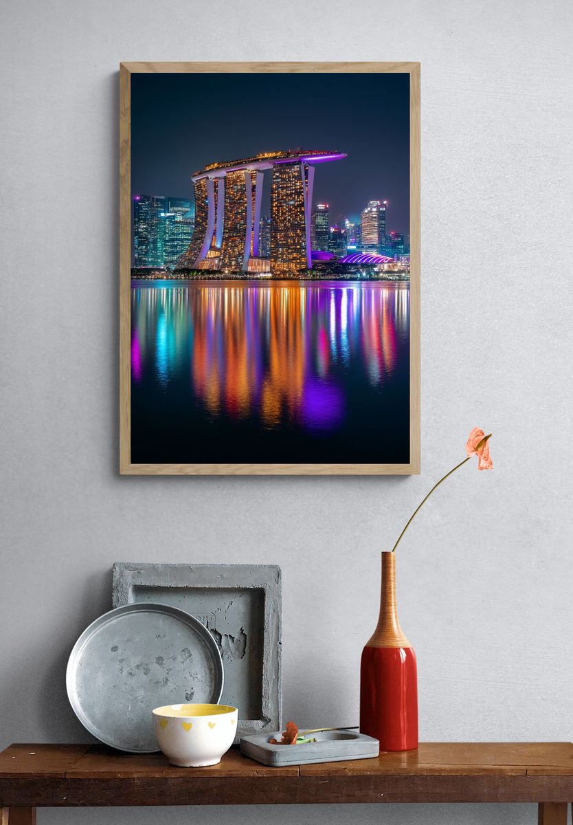 Marina Bay Sands Night Skyline Poster. — room view 3