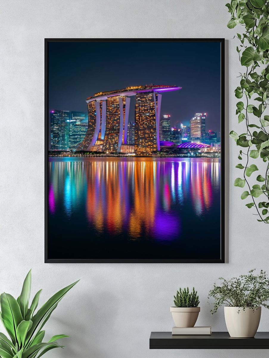 Marina Bay Sands Night Skyline Poster. — room view 4