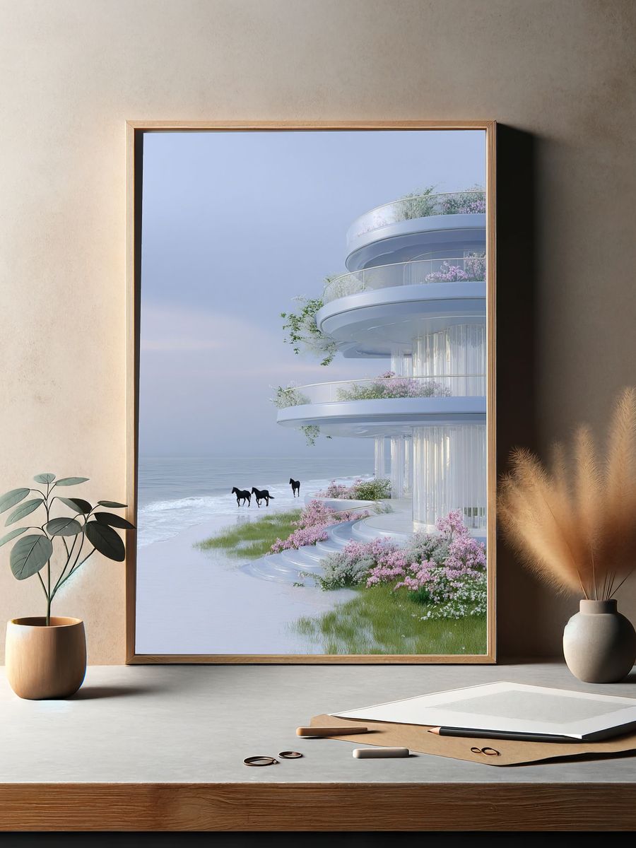 Modern Coastal Architecture Poster. — room view 2