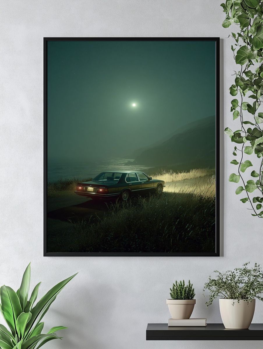Moonlit Coastal Drive — Photography Print. — room view 4