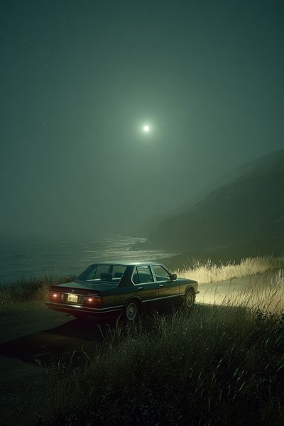 Moonlit Coastal Drive — Photography Print. poster print