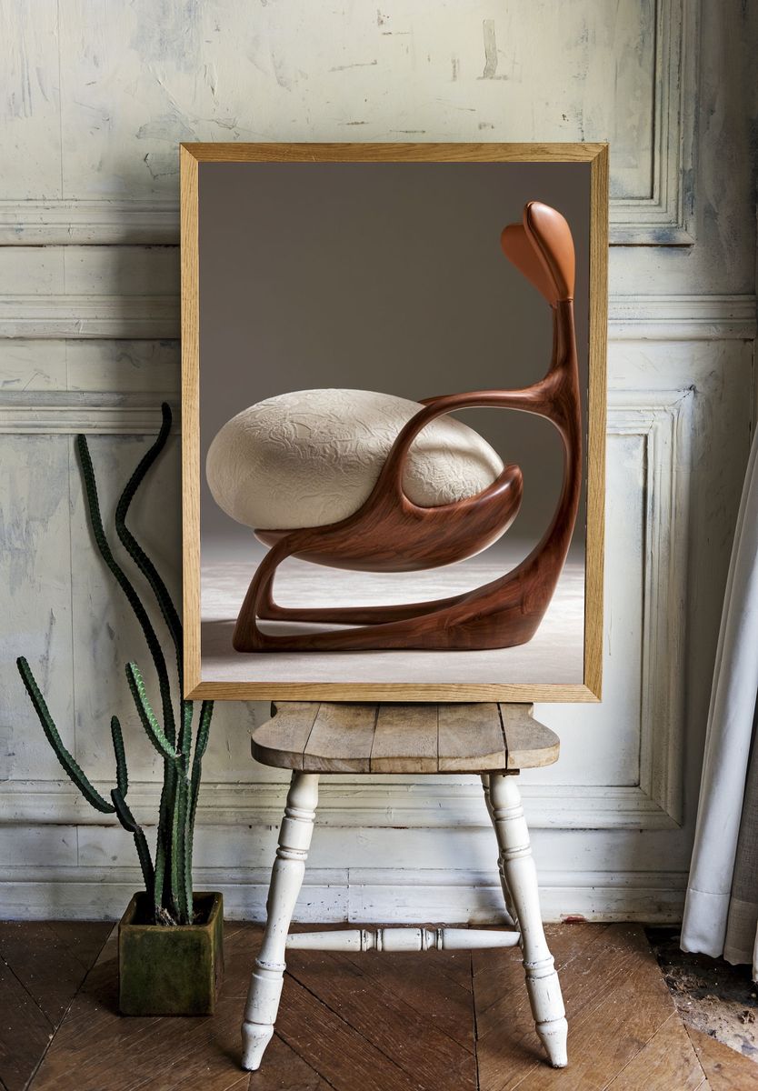 Sculptural Wooden Chair Poster. room preview