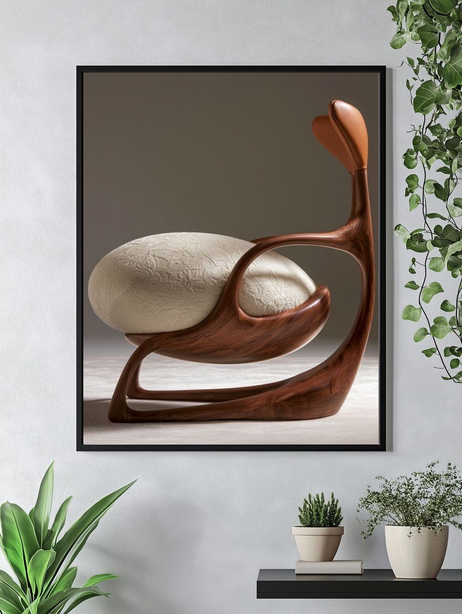 Sculptural Wooden Chair Poster. — room view 4