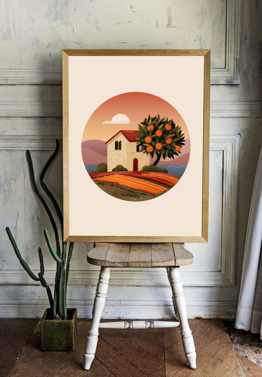 Orange Grove House — Mid-Century Print. — room view 1