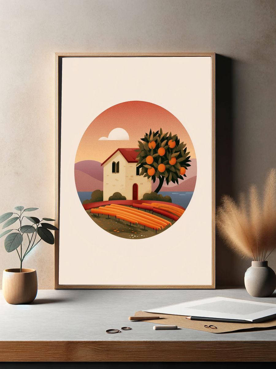 Orange Grove House — Mid-Century Print. — room view 2
